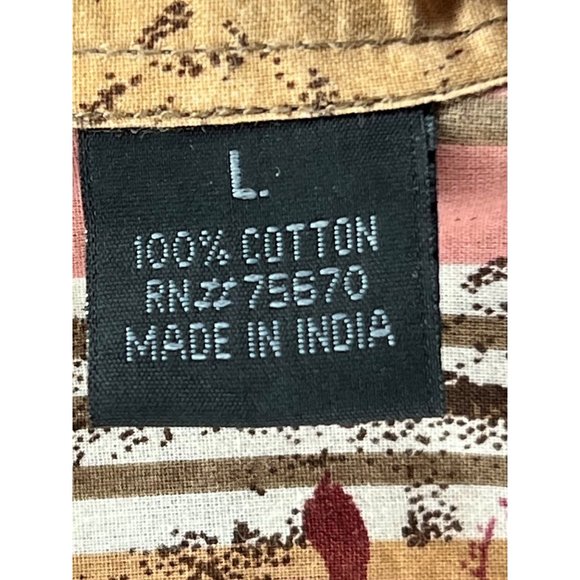 MBX Men's Casual Button Down Shirt Size Large Long Sleeve Collar Maroon Pink Flo - Picture 15 of 16